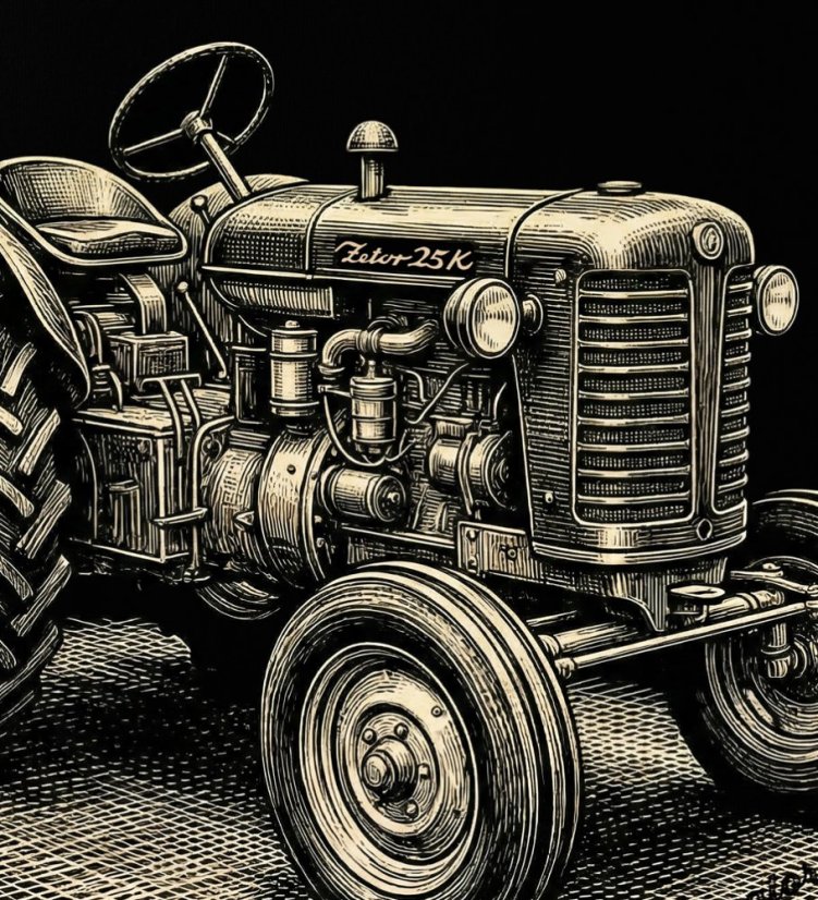 Pánské bavlněné tričko - vzor 010  - černa /traktor