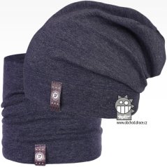 Set spadlé bavlněné čepice a nákrčníku Alan - vzor 08 - jeans