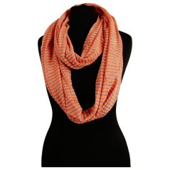 Dámská elegantní šála - vzor 021 - šedá / oranžová - proužek