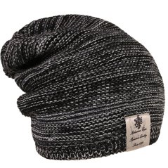 Pletená čepice Colors - vzor 35 - černá / melír