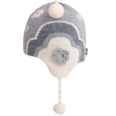 Zimní vlněná pletená laponka  - vzor 083 - bílá / světle modrá