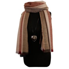 Dámská elegantní šála - vzor 016 - hnědá / vínová - kostka