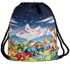 Sportovní vak - vzor 44 - modrá - dinosauři