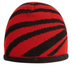 Zimní pletená čepice  - AKCE / DOPRODEJ - vzor 148 - vínová - čáry