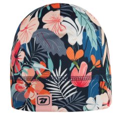 Funkční čepice Bruno - vzor 213 - tmavě modrá - květy - čepice na jaro / podzim