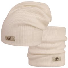 Spadlá čepice s nákrčníkem Rayon Rib set - vzor 022 - bíložlutá