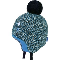 Laponka a nákrčník pletený Bambi set - vzor 20 - modrá melír