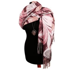 Dámská elegantní šála - vzor 030 - růžová - květy