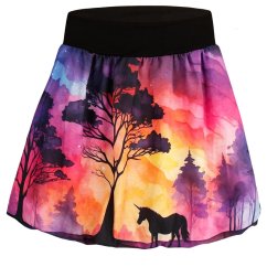 Dětská balonová sukně Bella - vzor 39 - duhová - jednorožci