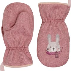 Dětské softshellové rukavice  - vzor 06 - králíček / světle růžová