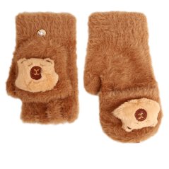 Dětské pletené palcové rukavice 8 - 99 let - vzor 007 - velbloudí hnědá - kapybara