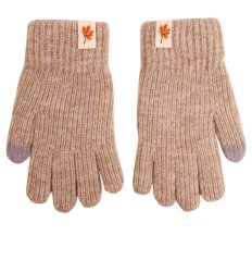 Dětské pletené prstové rukavice 4 - 6 let - vzor 087 - béžová
