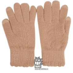 Dámské pletené prstové rukavice - vzor 022 - béžová