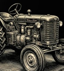 Pánské bavlněné tričko - vzor 010  - černa /traktor