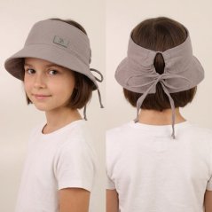 Letní mušelínový klobouk Ponytail - vzor 06 - šedá
