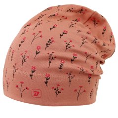 Spadlá bavlněná čepice Pepe - vzor 44 - pudrová - kytičky