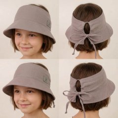 Letní mušelínový klobouk Ponytail - vzor 06 - šedá