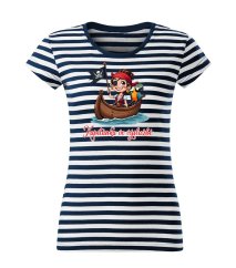 Dámské bavlněné tričko s potiskem - vzor 177 - Sailor / Kapitánka ve výslužbě