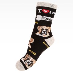 Dětské bavlněné ponožky - vzor 150 - černá - Německý boxer