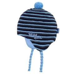 Dětská zimní pletená laponka AKCE / DOPRODEJ - vzor 229 - modrá - proužek
