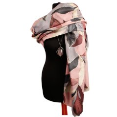 Dámská elegantní šála - vzor 028 - starorůžová - listy