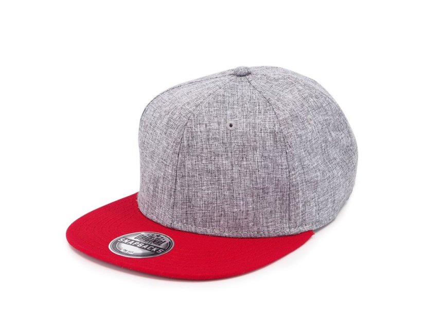 Kšiltovka Snapback melange - vzor 02 - šedý melír/červená vel. 56-60