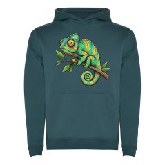Dětská mikina s kapucí Urban - vzor 0028 - jezerní modrá/chameleon
