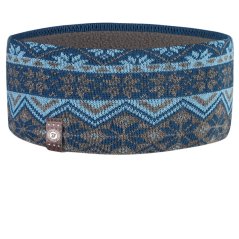 Pletená čelenka Oslo - vzor 04 - tyrkysová / petrolejová / šedá