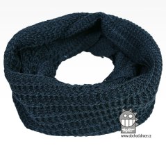 Merino pletená šála chomout Harmony - vzor 14 - tmavá modrá melír