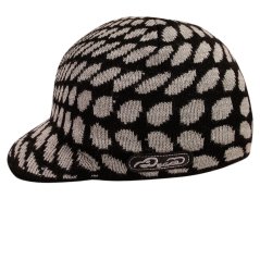 Zimní pletená čepice  s kšiltem - AKCE / DOPRODEJ - vzor 209 - černá - vzorovaná