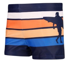 Chlapecké plavky - vzor 06 - tmavě modrá - oranžové pruhy