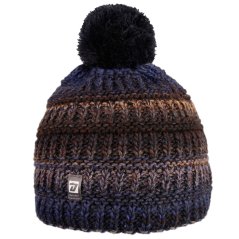 Zimní teplá vlněná čepice Olivia - vzor 26 - modrá / hnědá