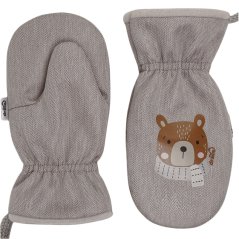 Dětské softshellové rukavice  - vzor 04 - medvídek / šedá