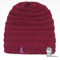 Merino pletená čepice Harmony - vzor 03 - růžová tmavá
