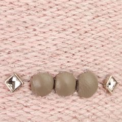 Dámská zimní pletená čepice s příměsí vlny a králičí srsti - vzor 003 - světle růžová