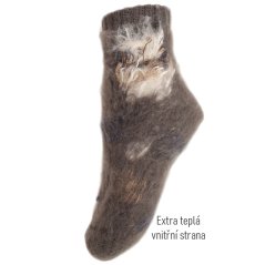 Dětské vlněné ponožky - vzor 003 - tmavě šedá - medvídek