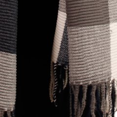 Dámská elegantní šála - vzor 056 - modrá / hnědá - kostka