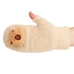 Dětské pletené palcové rukavice 8 - 99 let - vzor 009 - krémová - kapybara