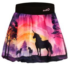 Dětská balonová sukně Bella - vzor 39 - duhová - jednorožci