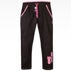 Kalhoty Sabina - vzor 14 - jeans černá růžová kočka