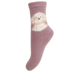Dětské ponožky - vzor 195 - starofialová- pejsek