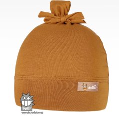 Bavlněná kojenecká čepice Uzlík - vzor 07 - jantarová