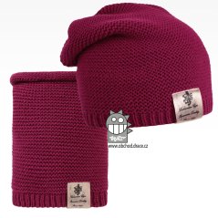 Čepice pletená a nákrčník Colors set - vzor 06 - fialová