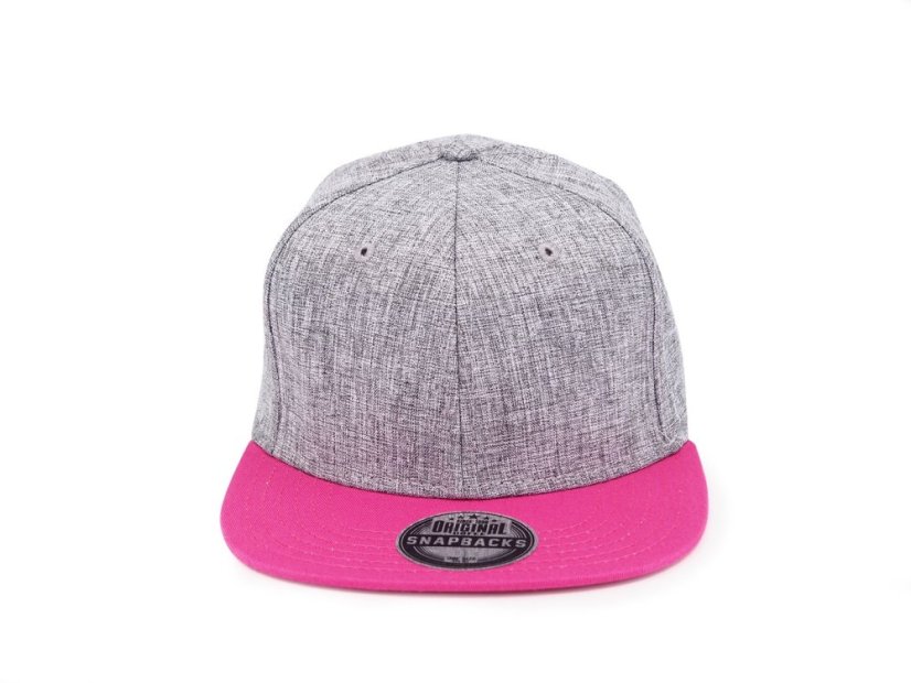 Kšiltovka Snapback melange - vzor 04 - šedý melír/růžová vel. 56-60