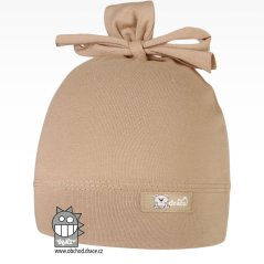 Bavlněná kojenecká čepice Uzlík - vzor 09 - cappucino