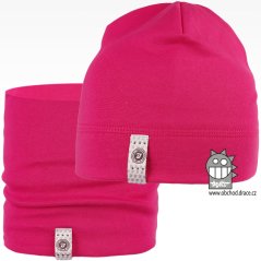 Set bavlněné čepice a nákrčníku Alan - vzor 05 - malinová