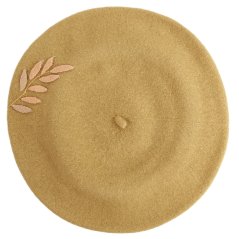 Dámský vlněný baret s výšivkou- vzor 068- olivová