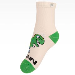 Dětské bavlněné ponožky - vzor 164 - krémová - dinosaurus