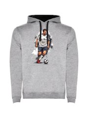 Dětská mikina s kapucí Urban - vzor 003 - šedý melír/černá / Fotbalista