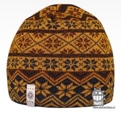 Merino pletená čepice Oslo - vzor 10 - modrá / hořicová